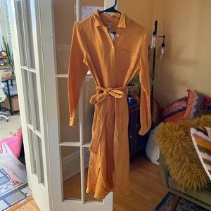 BRAND NEW WITH TAGS 100% COTTON MAGASCHONI MUSTARD YELLOW TIE DRESS